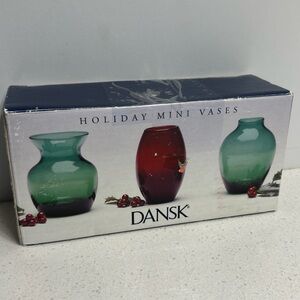 Dansk Holiday Glass Mini Vases Set